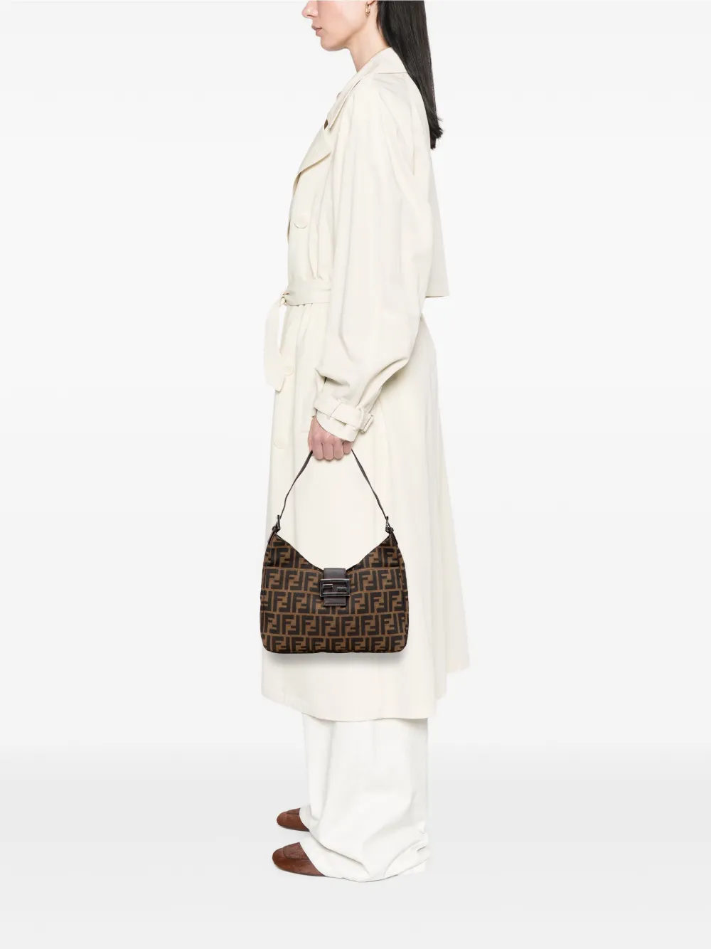 Pre-owned Fendi 20th Century Zucca Canvas Shoulder Bag In Brown