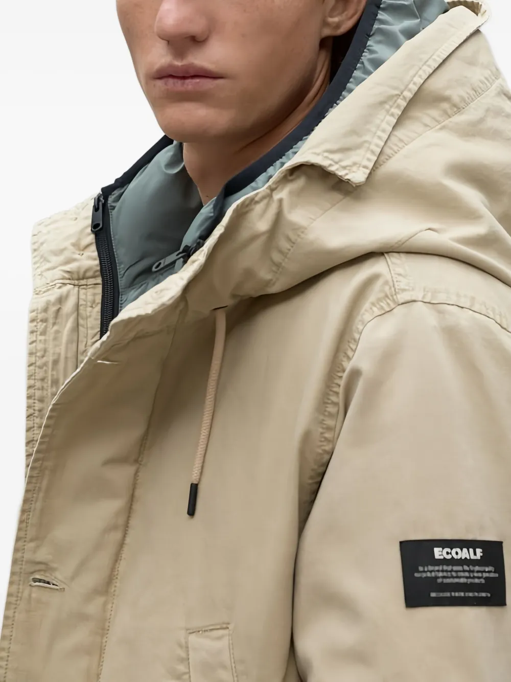 Ecoalf Jas met capuchon en knopen Beige