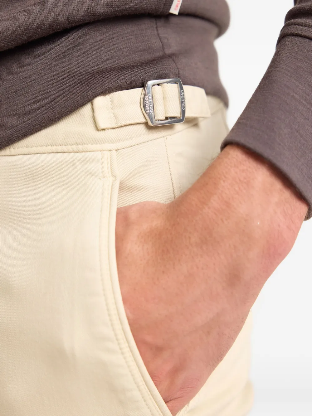 Orlebar Brown Fallon Buckle Chinos In Neutral