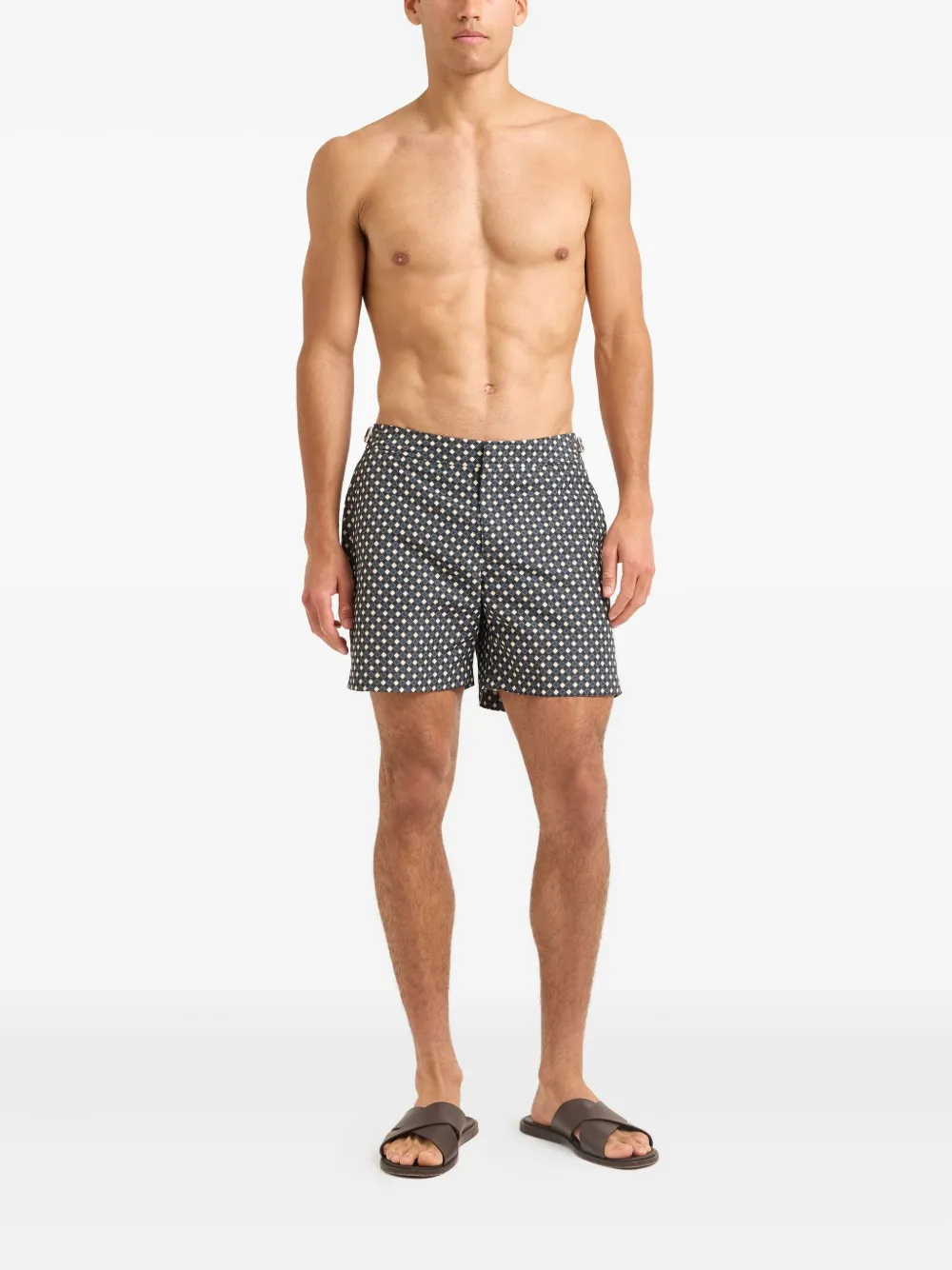 Orlebar Brown Bulldog geometric-pattern swim shorts Zwart