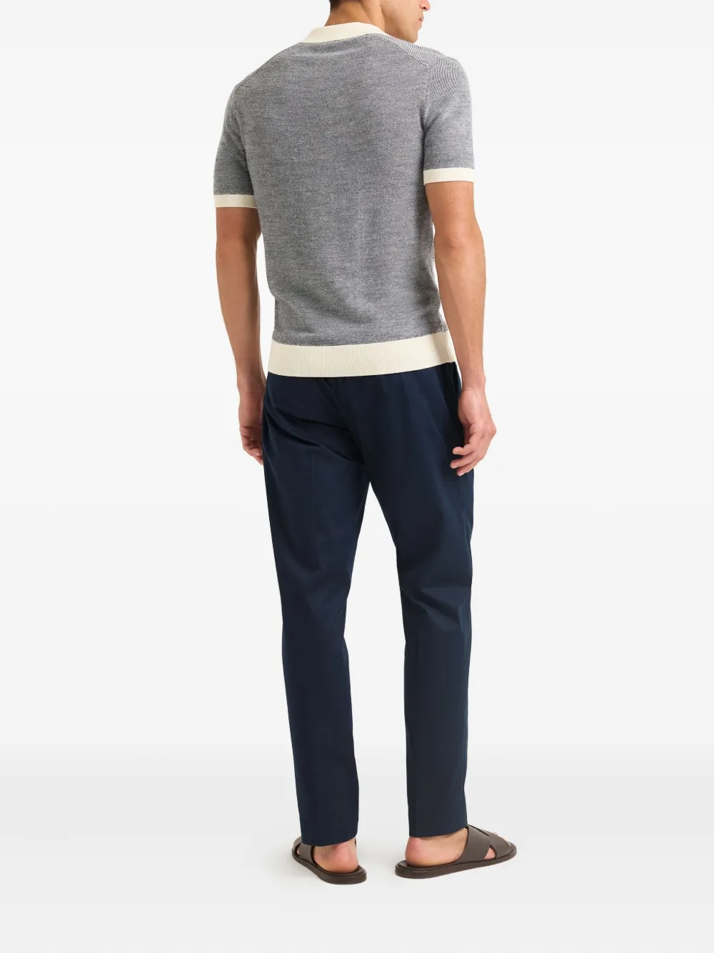 Orlebar Brown Poloshirt met contrasterende band en korte mouwen Grijs