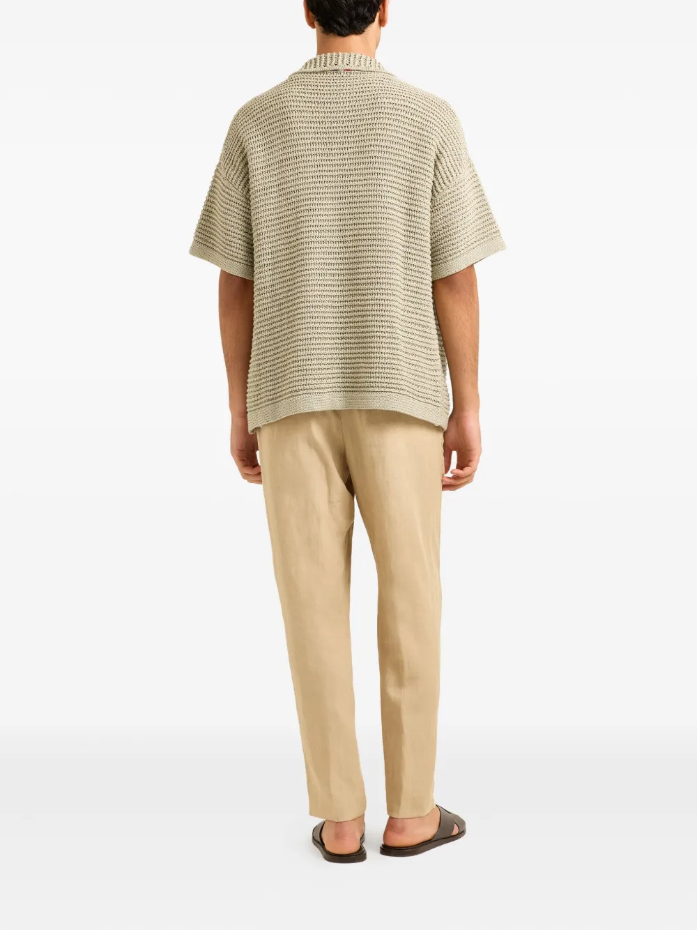 Orlebar Brown Thomas Textured-knit Short-sleeve Shirt In Gray