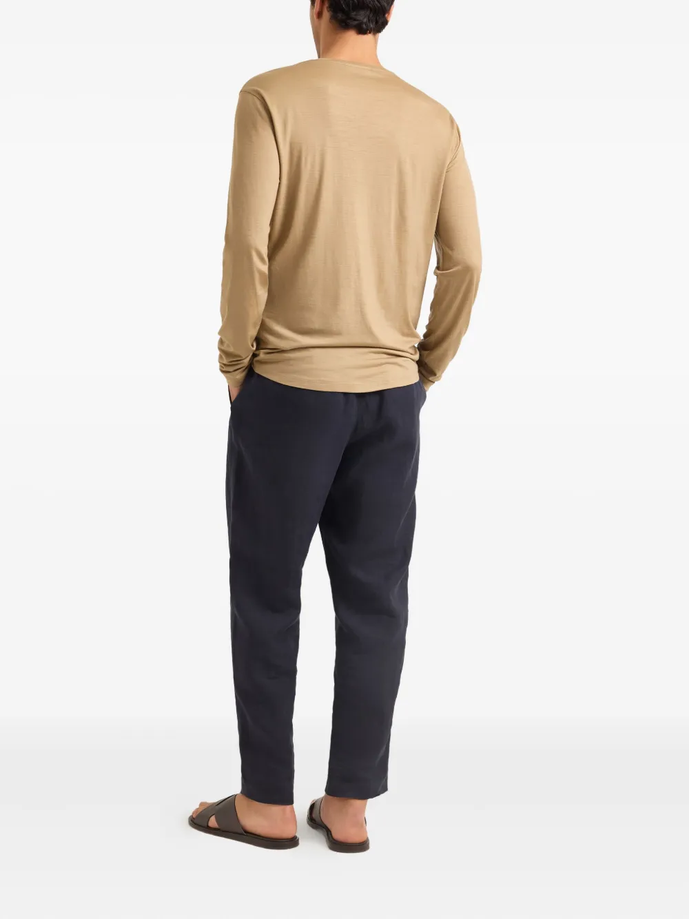 Orlebar Brown OB-T-shirt van merinowol met lange mouwen Bruin