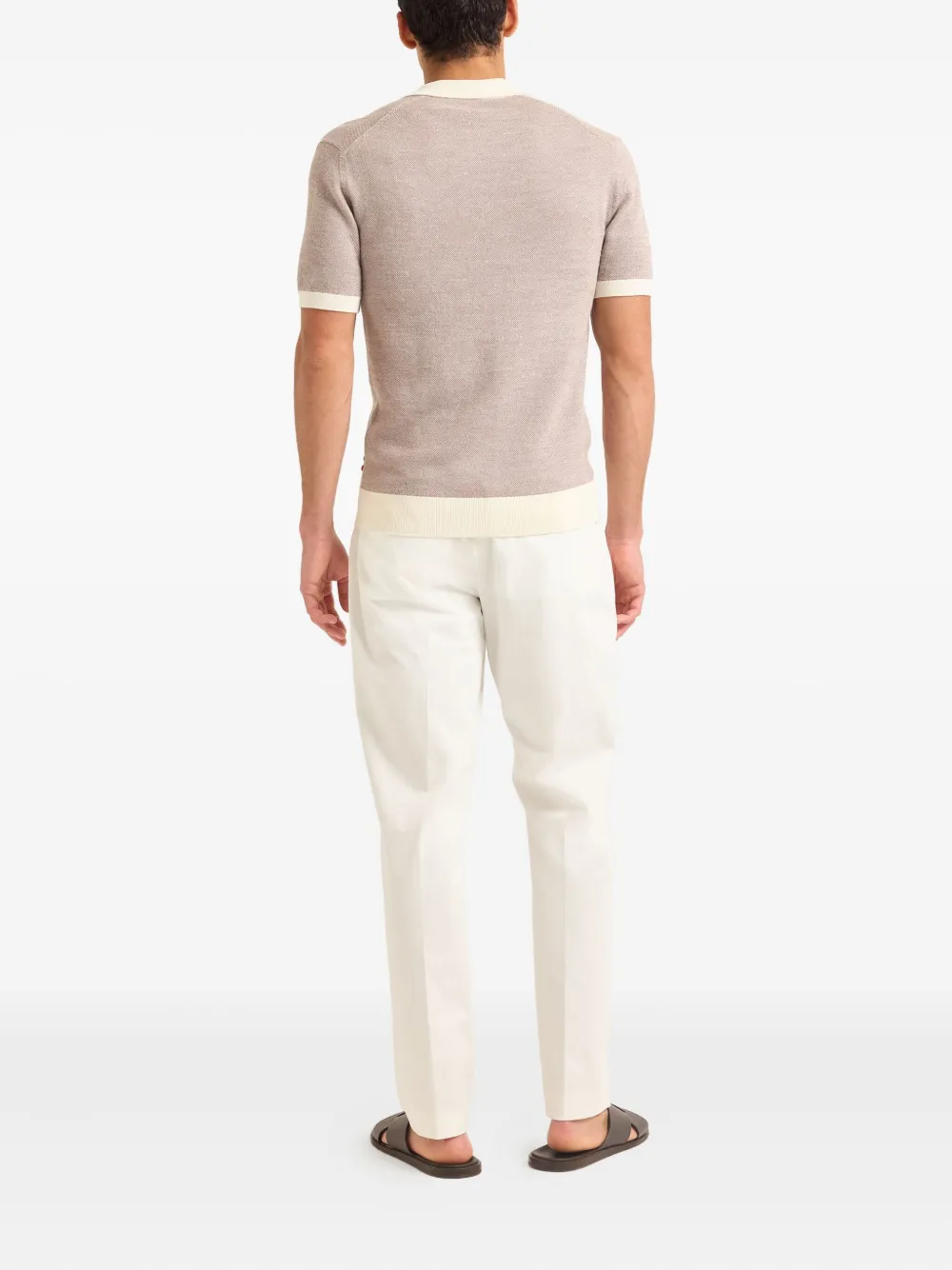 Orlebar Brown Poloshirt met contrasterende band Beige