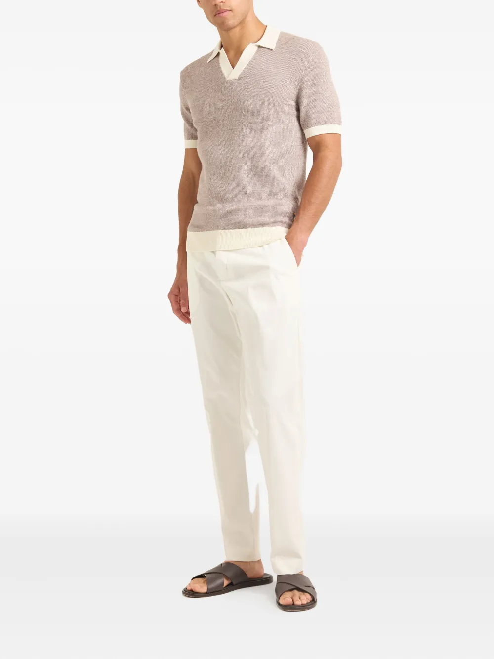Orlebar Brown contrast-band polo shirt - Beige