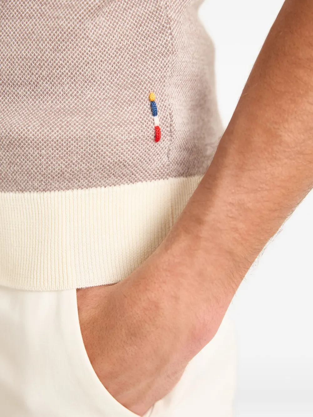 Orlebar Brown Poloshirt met contrasterende band Beige