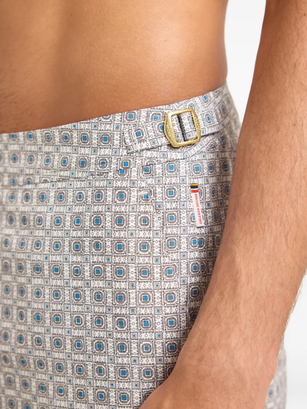 Orlebar Brown Geometric-pattern Swim Shorts In Gray