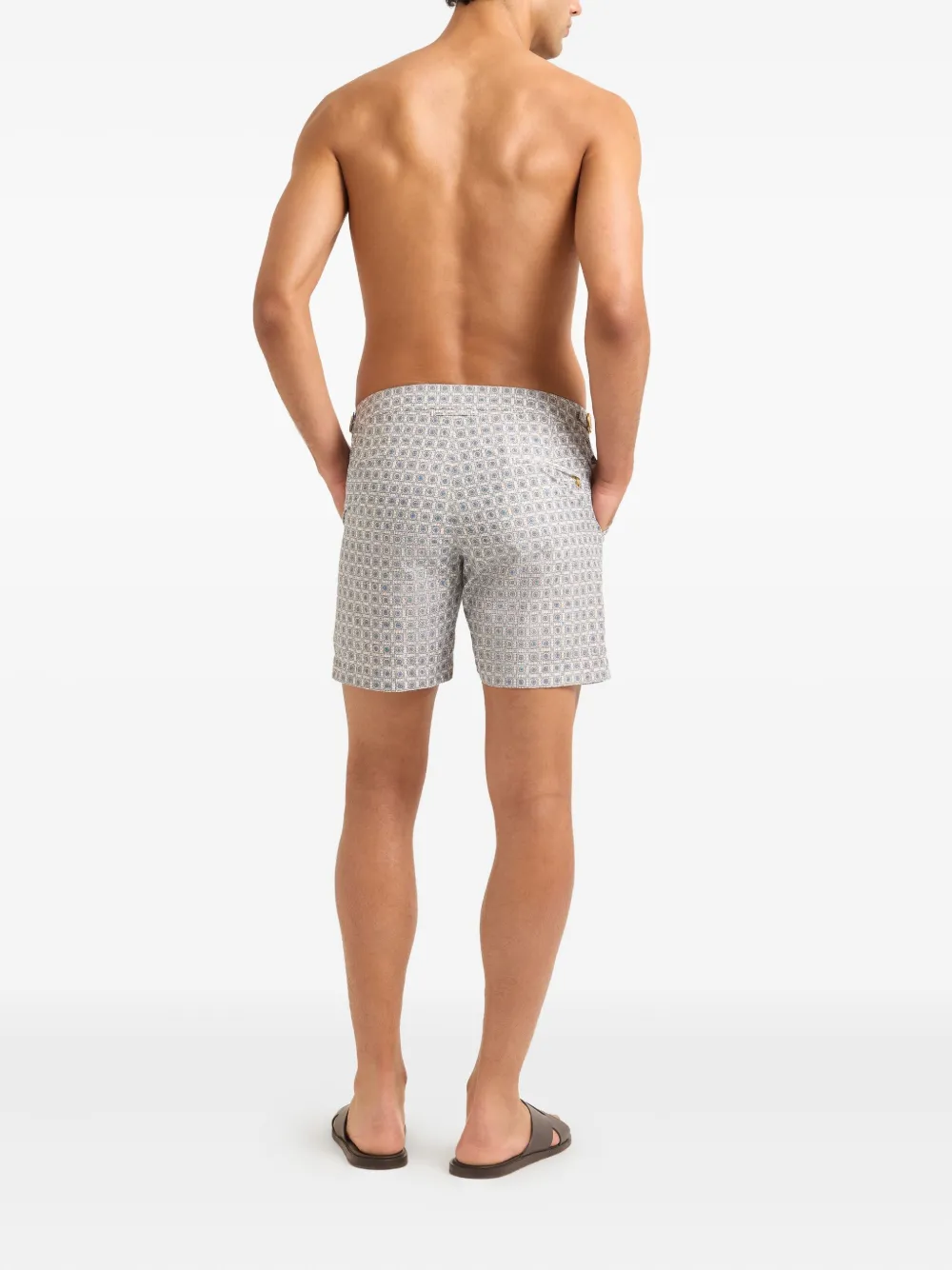 Orlebar Brown Geometric-pattern Swim Shorts In Gray