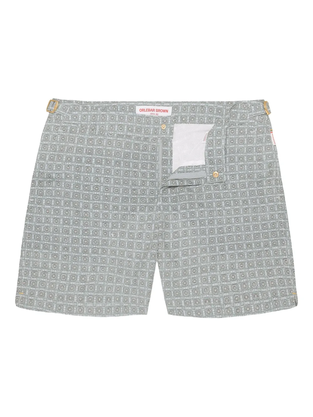 Orlebar Brown Geometric-pattern Swim Shorts In Gray