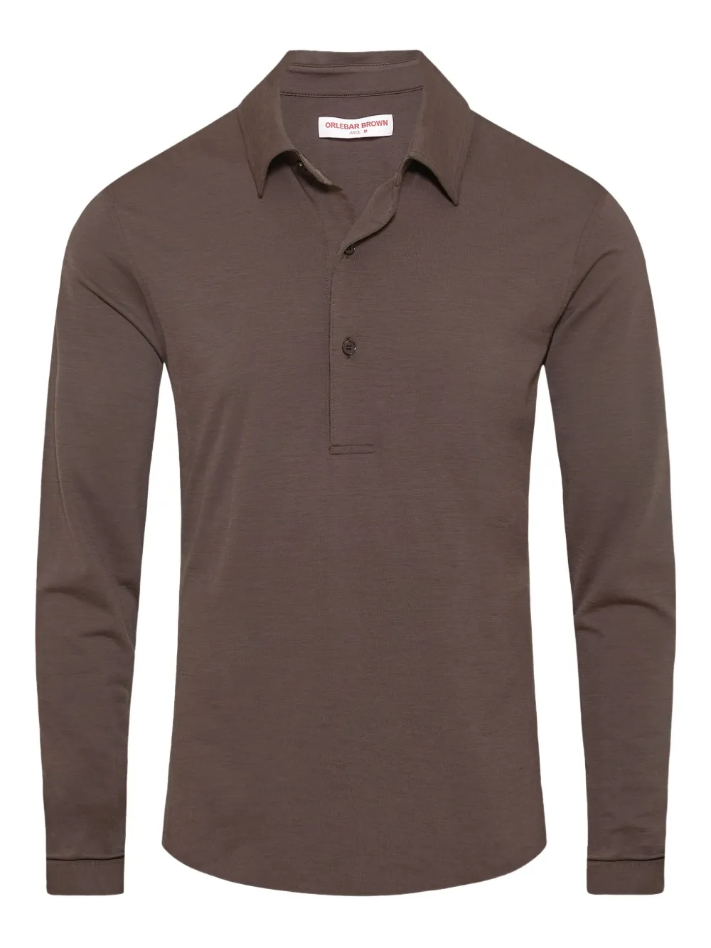 Orlebar Brown Sebastian poloshirt van merinowol met lange mouwen Bruin