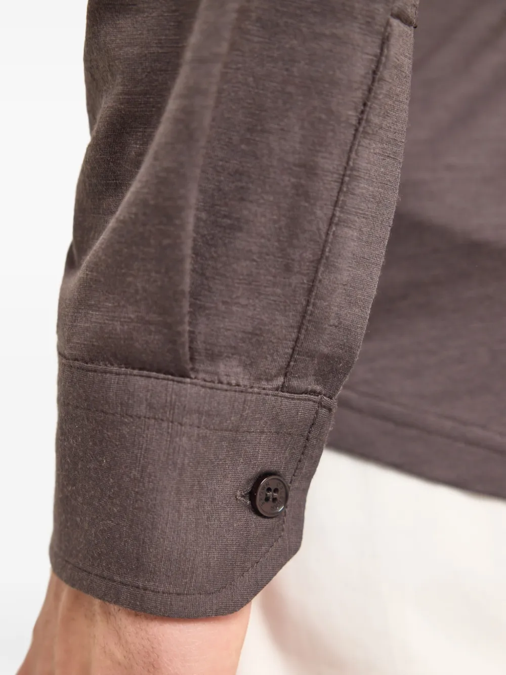Orlebar Brown Sebastian poloshirt van merinowol met lange mouwen Bruin
