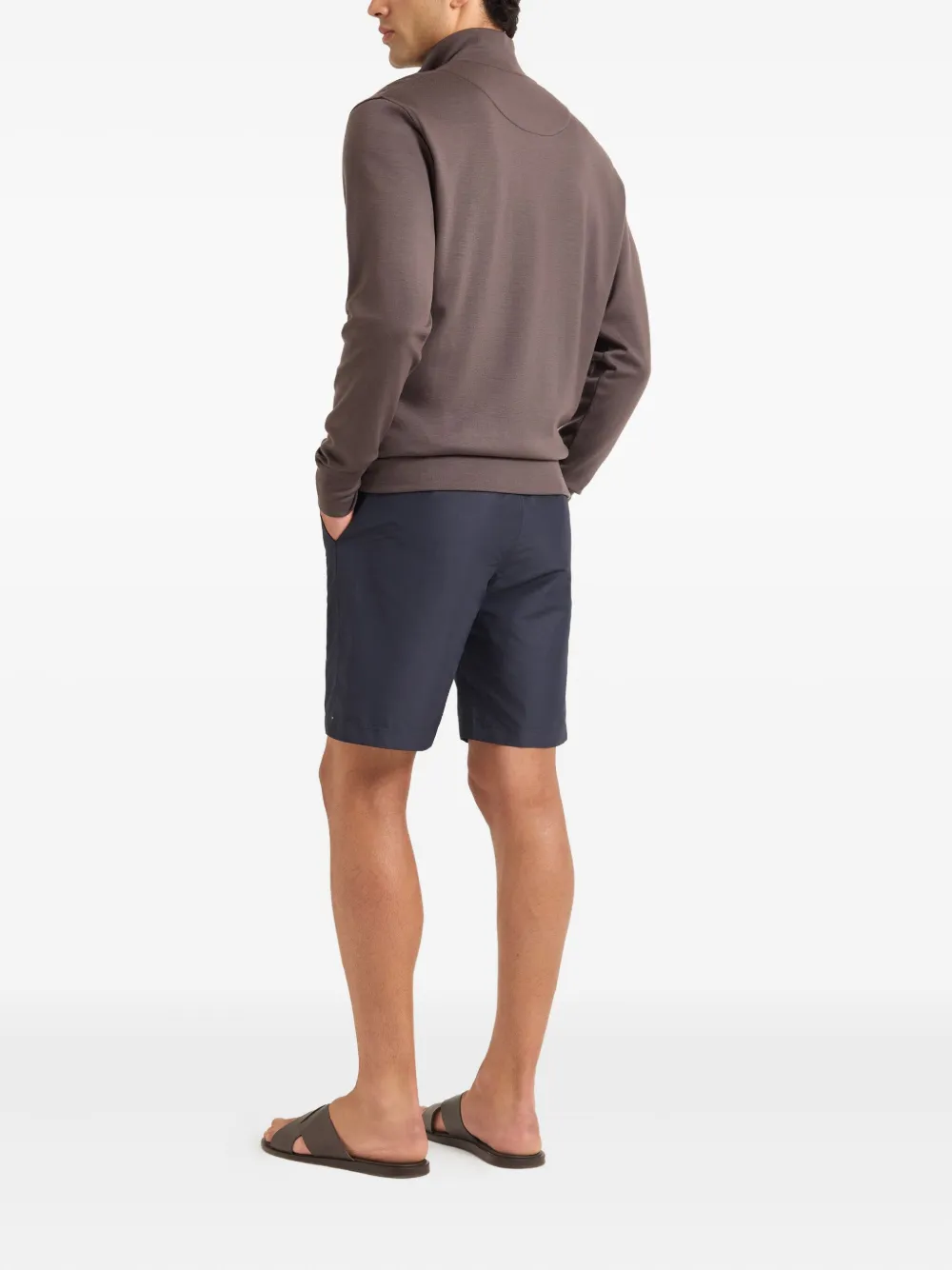 Orlebar Brown Isar Half-zip Merino Wool Sweater In Brown