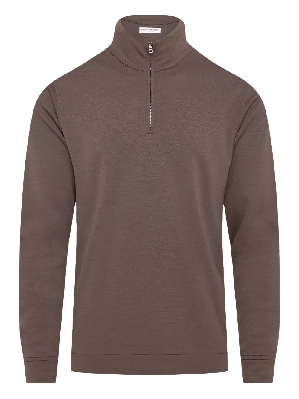 Orlebar Brown Isar Half-zip Merino Wool Sweater In Brown