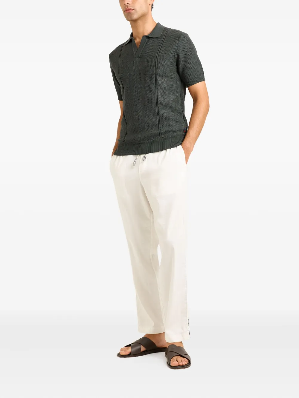Orlebar Brown Pique Texture T-shirt In Gray