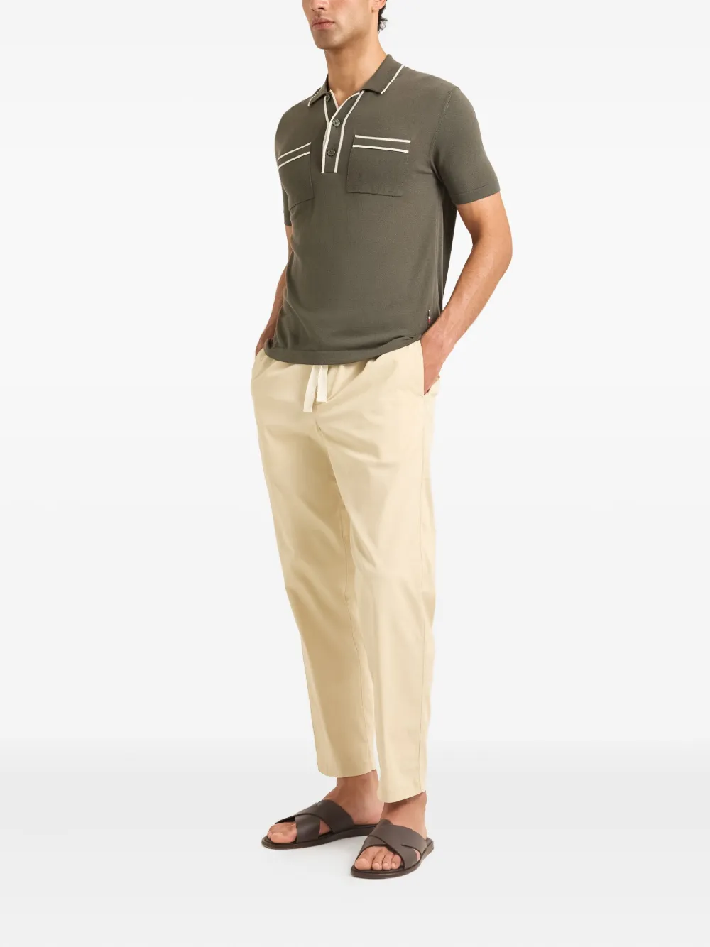 Orlebar Brown Keeling knitted-panel polo shirt - Groen