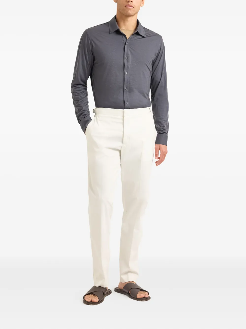 Orlebar Brown long-sleeve pointed-collar shirt - Grijs