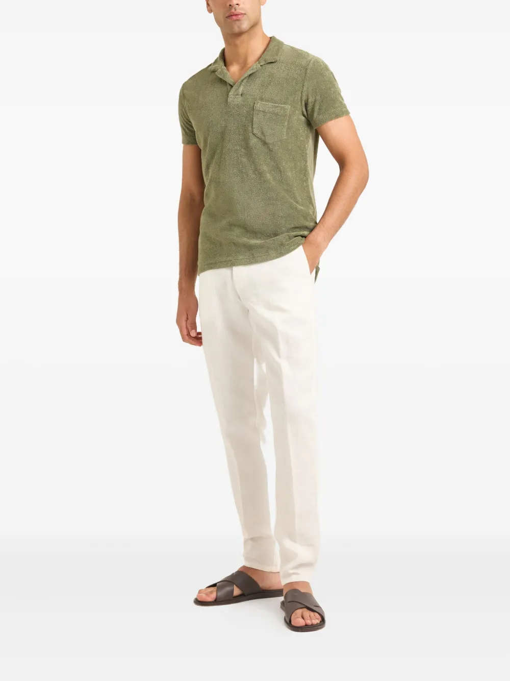 Orlebar Brown Terry Towelling T-shirt met zak - Groen