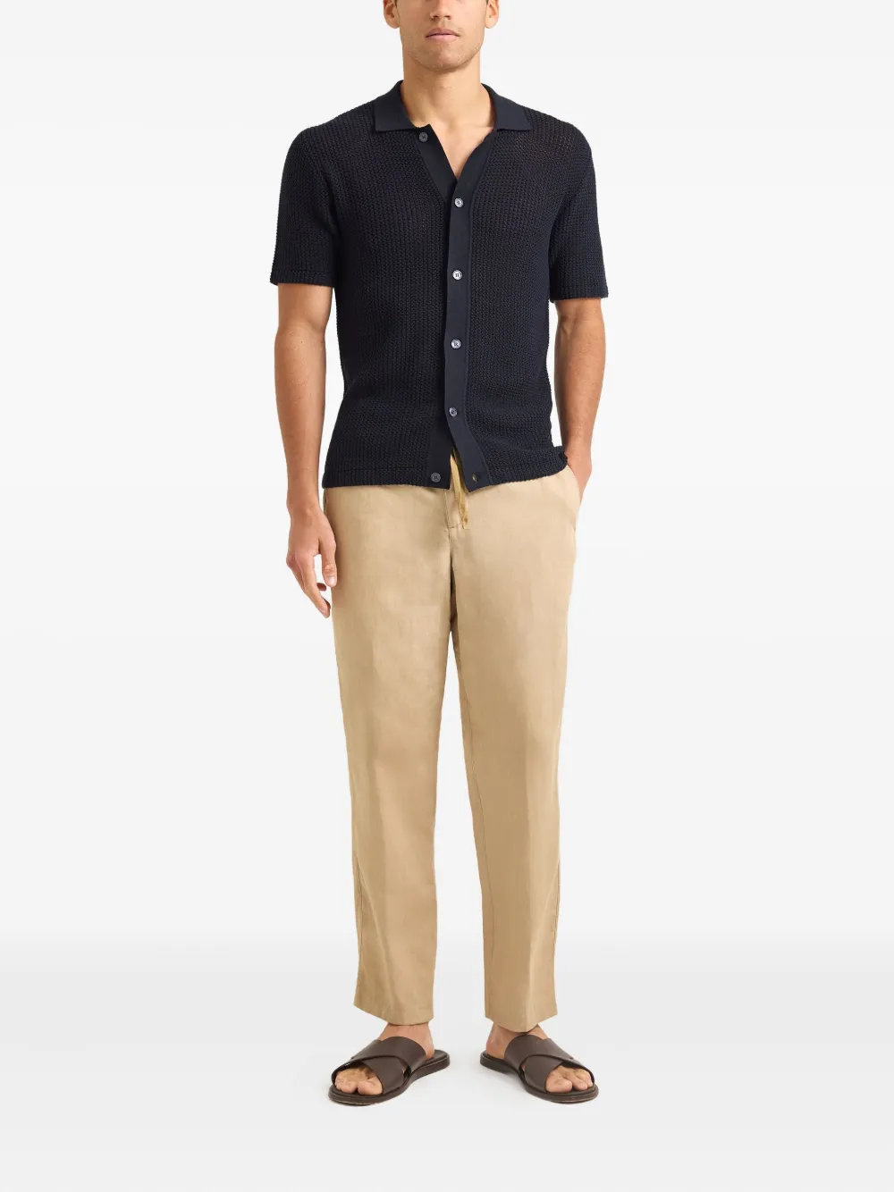 Orlebar Brown Tiernan Crochet Shirt In Black