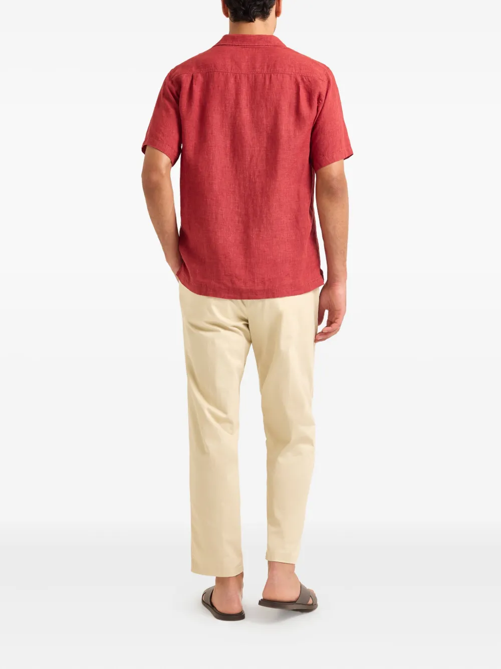 Orlebar Brown Maitan linen stitched shirt Rood