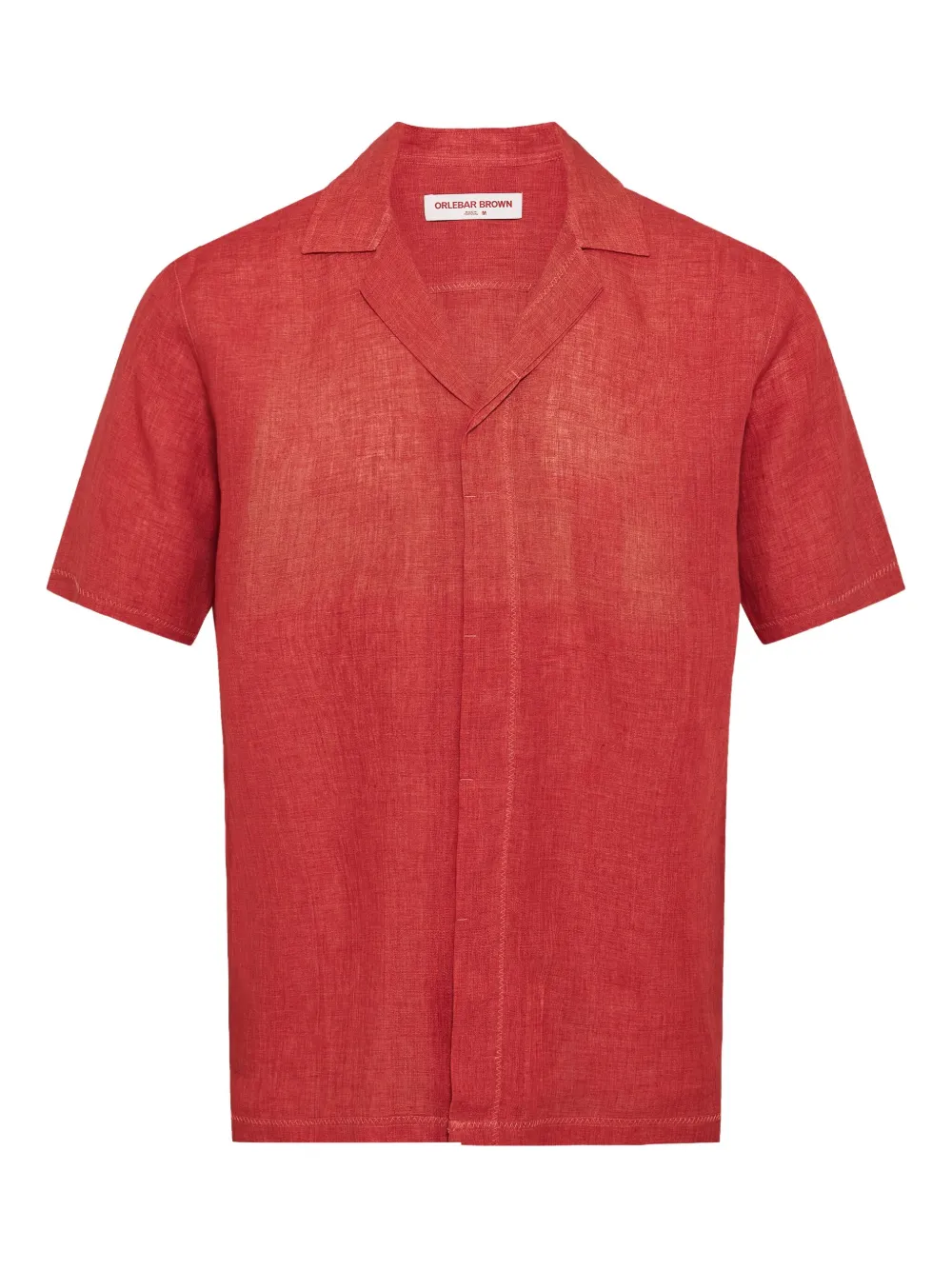 Orlebar Brown Maitan linen stitched shirt Rood