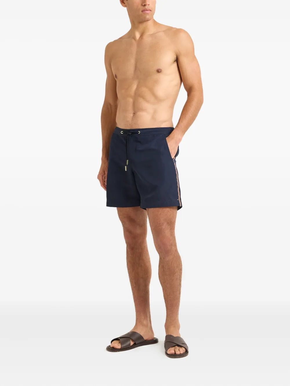 Orlebar Brown Bulldog stripe-drawcord swim shorts Blauw