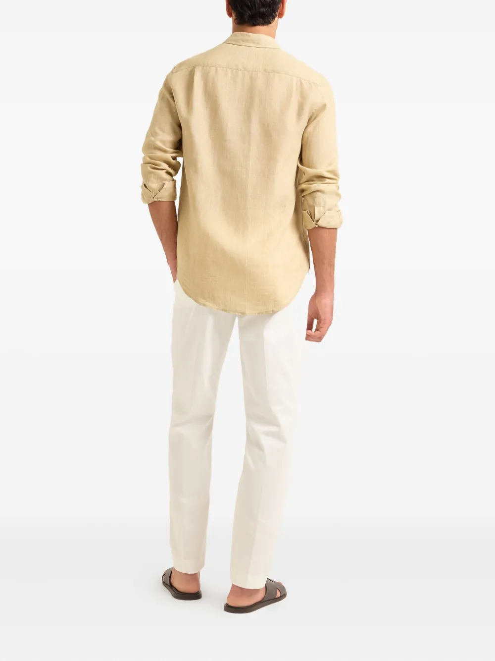 Orlebar Brown Colburn linnen overhemd met dubbele zak Beige