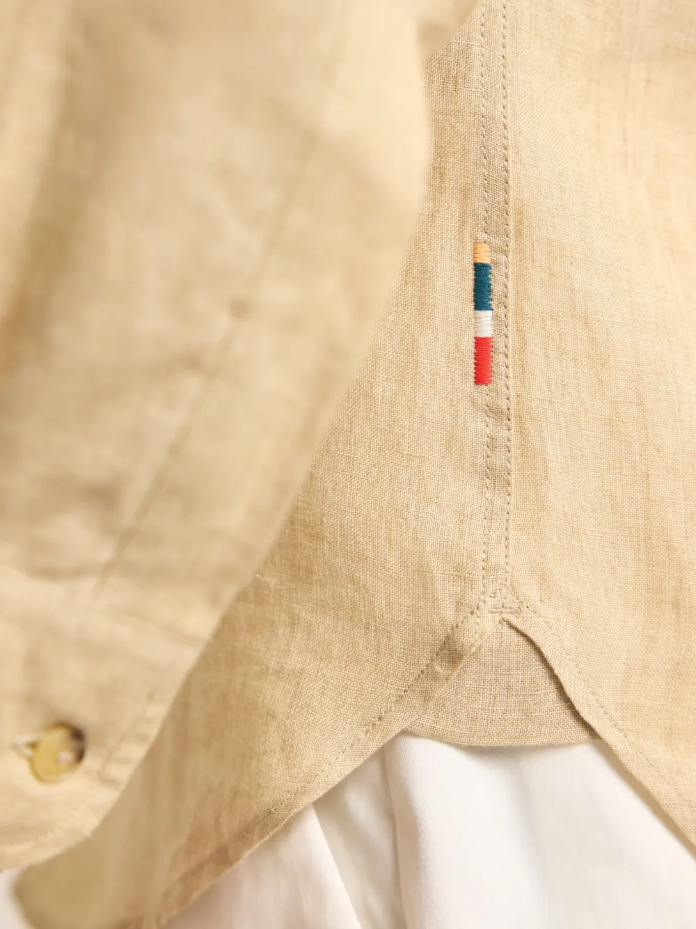 Orlebar Brown Colburn linnen overhemd met dubbele zak Beige