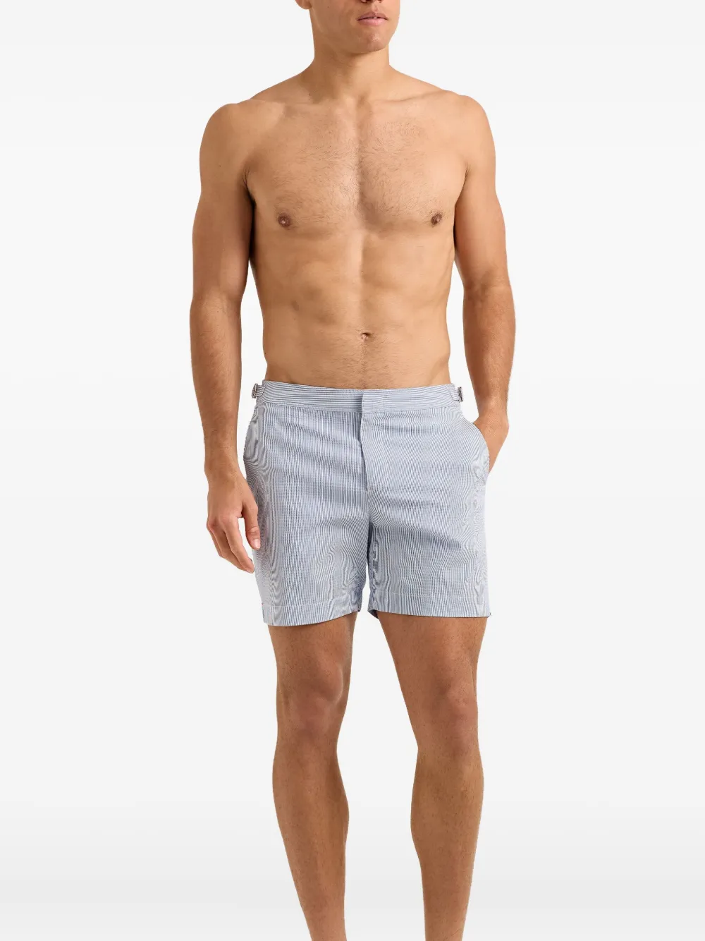 Orlebar Brown Bulldog stripe seersucker swim shorts Blauw