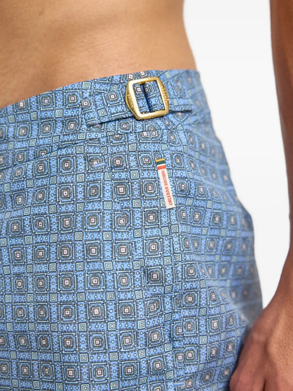 Orlebar Brown Bulldog Solstice Geometric-pattern Swim Shorts In Gray