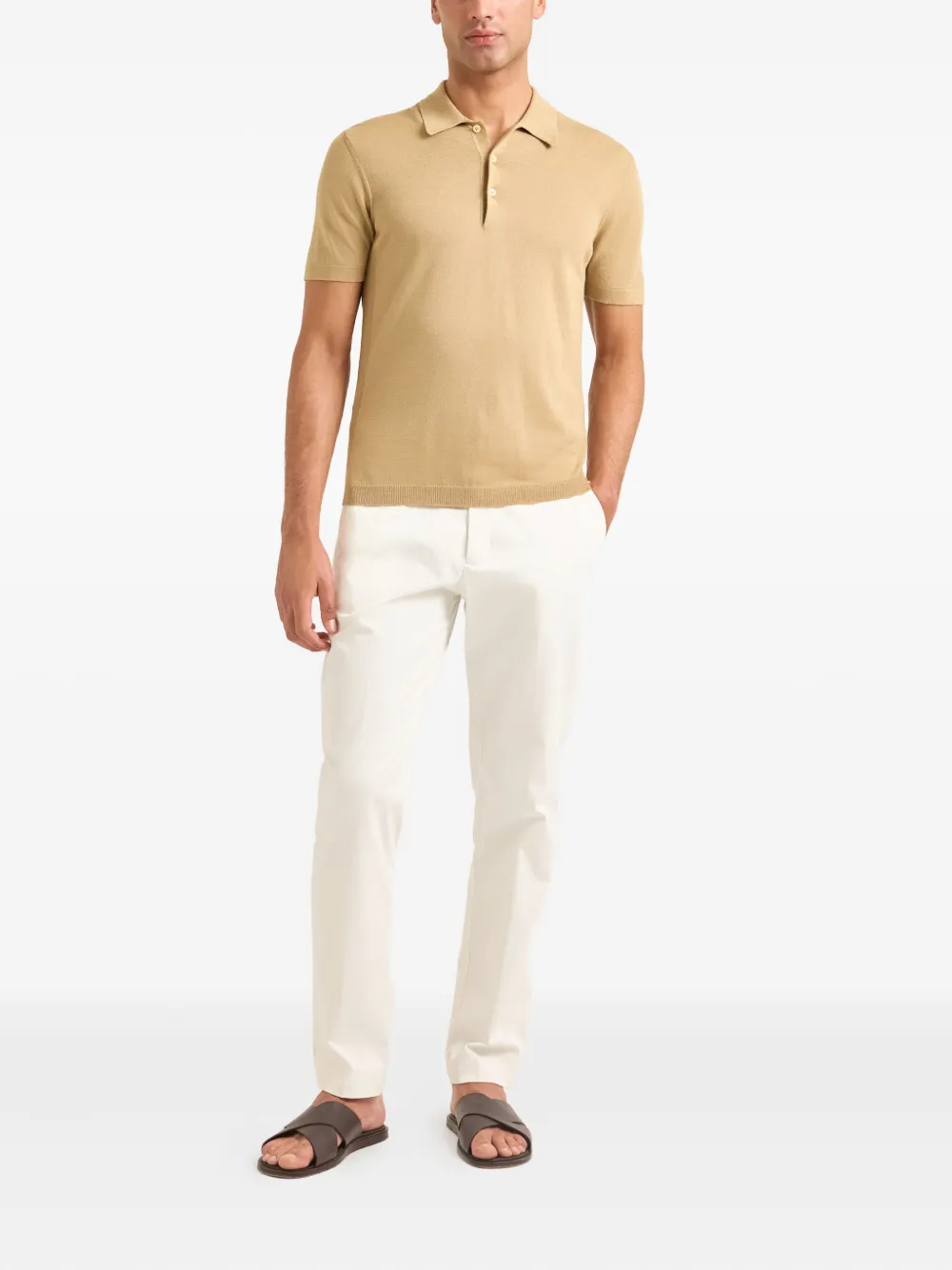 Orlebar Brown Burnham Cotton-blend Polo Shirt In Brown