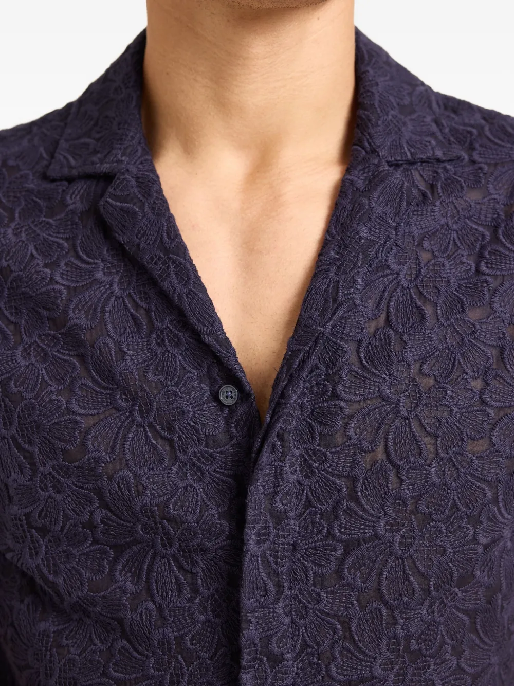 Orlebar Brown Embroidered-details Short-sleeve Shirt In Blue