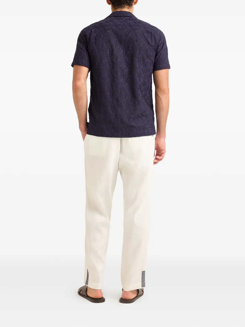 Orlebar Brown Embroidered-details Short-sleeve Shirt In Blue