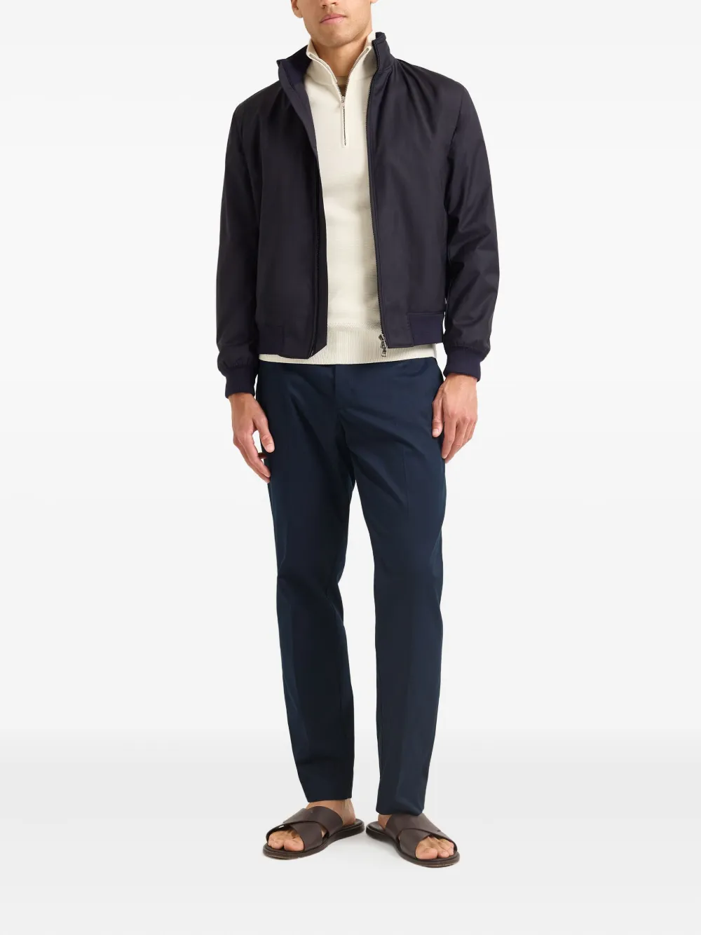 Orlebar Brown Alvaro Merino Zip-up Bomber Jacket In Blue