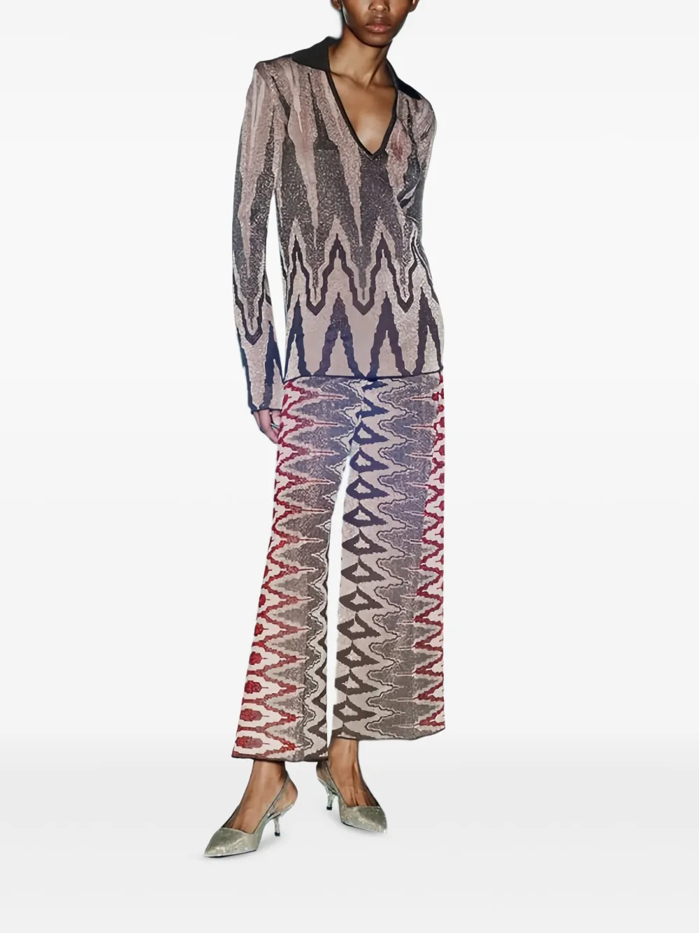  Circus Hotel Geometric-pattern Polo Jumper - Brown 