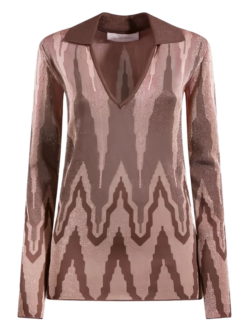 Circus Hotel geometric-pattern polo jumper - Braun