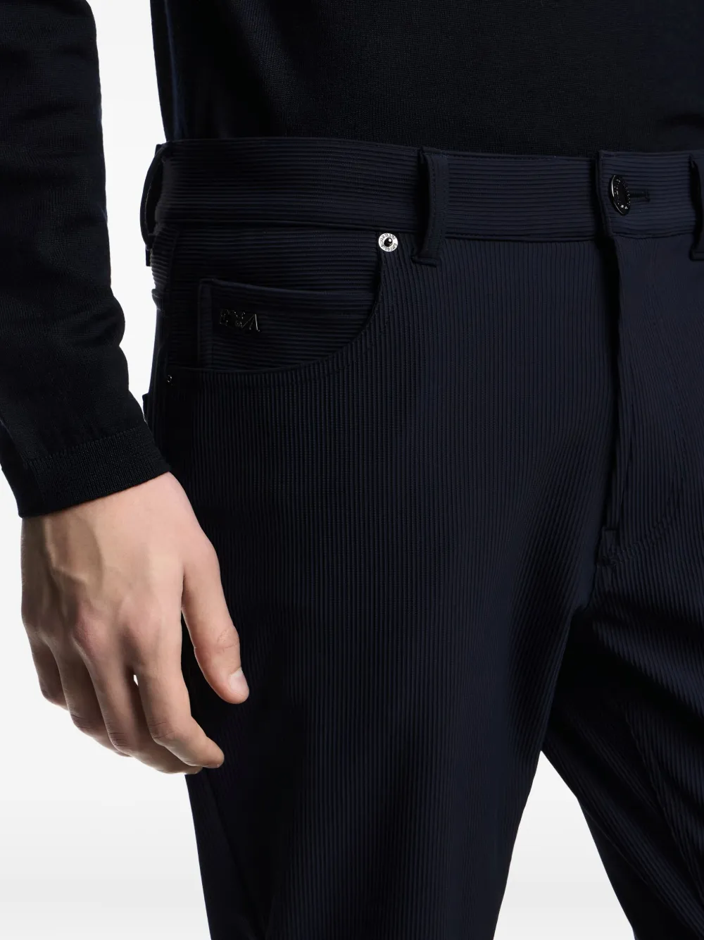 Emporio Armani Broek met Canneté-effect Blauw