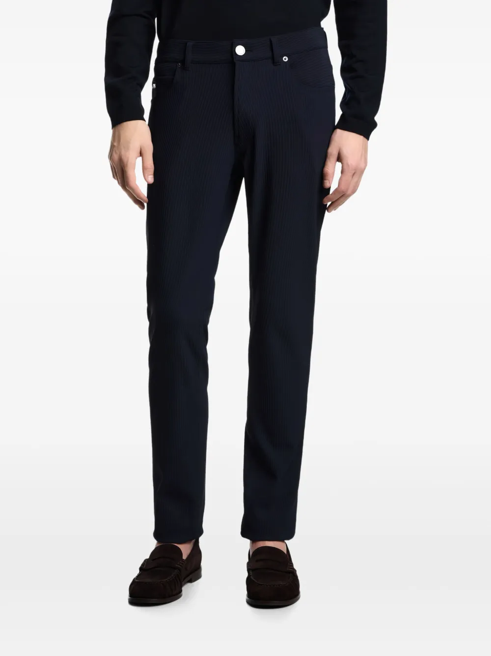 Emporio Armani Broek met Canneté-effect Blauw
