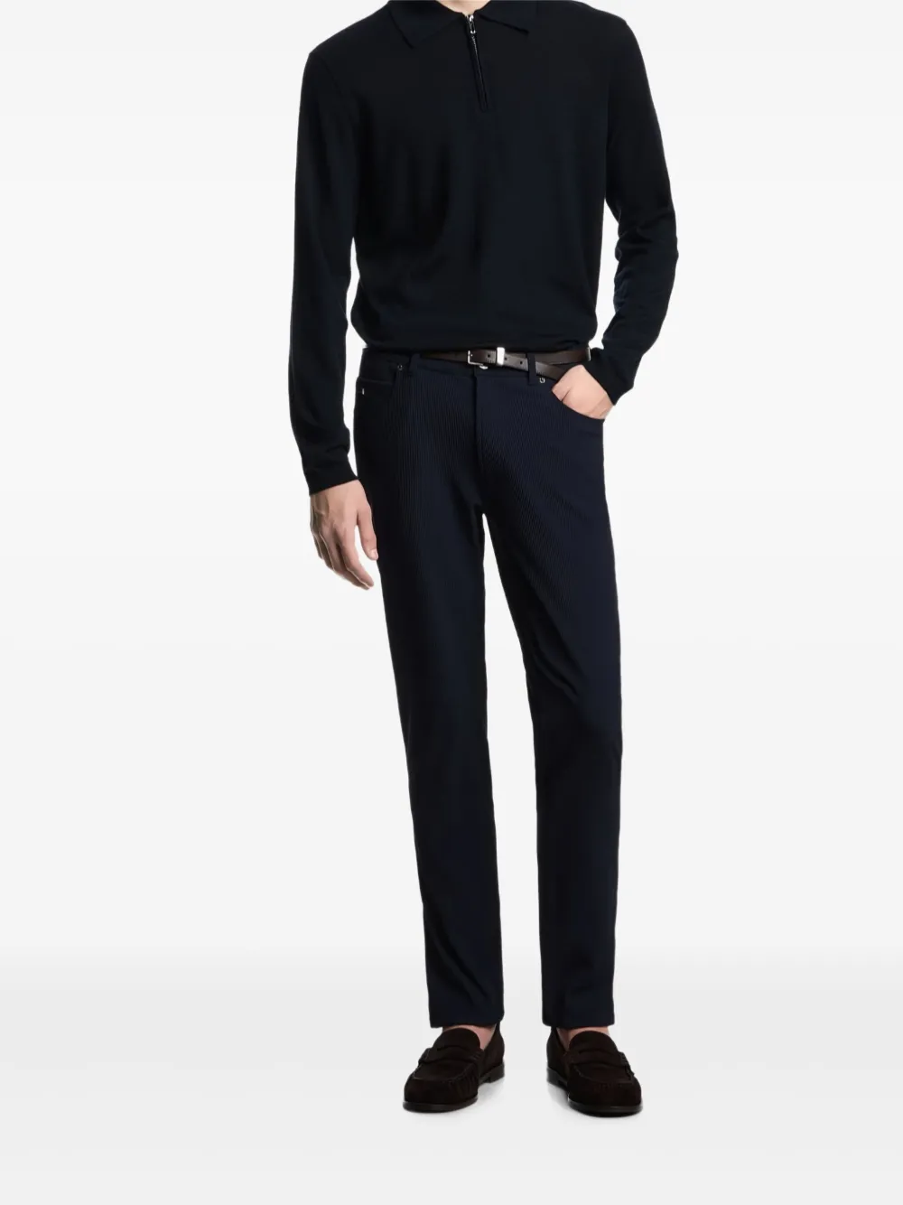 Emporio Armani Canneté-effect trousers - Blauw