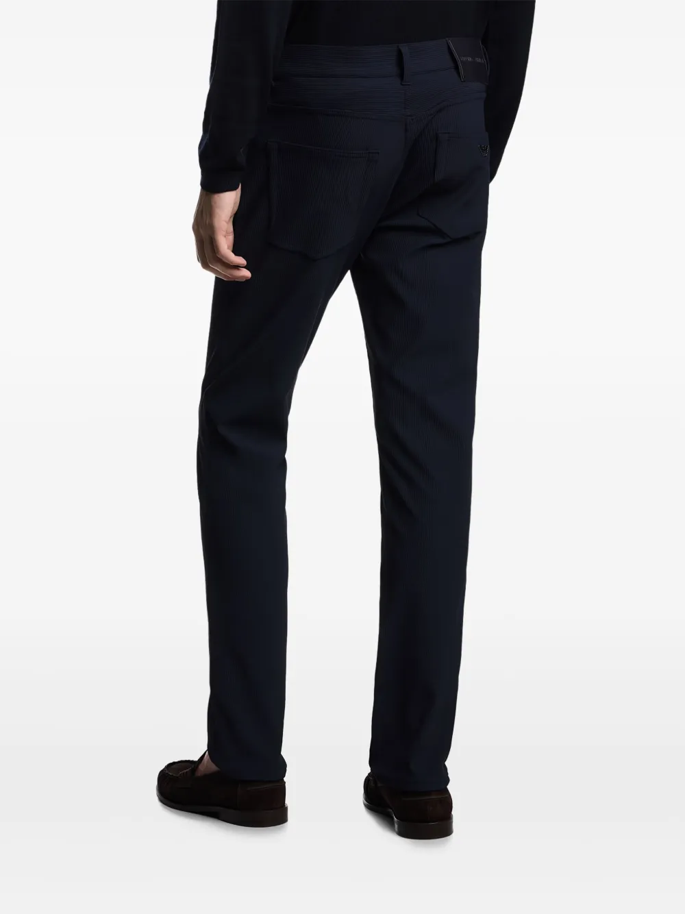 Emporio Armani Broek met Canneté-effect Blauw