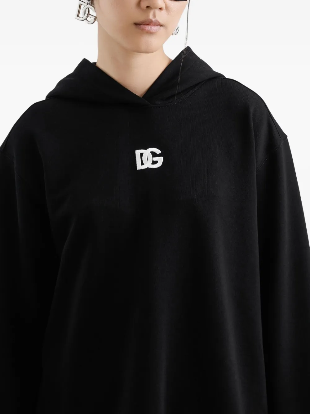Dolce & Gabbana Logo-detail Cotton Hoodie In Black