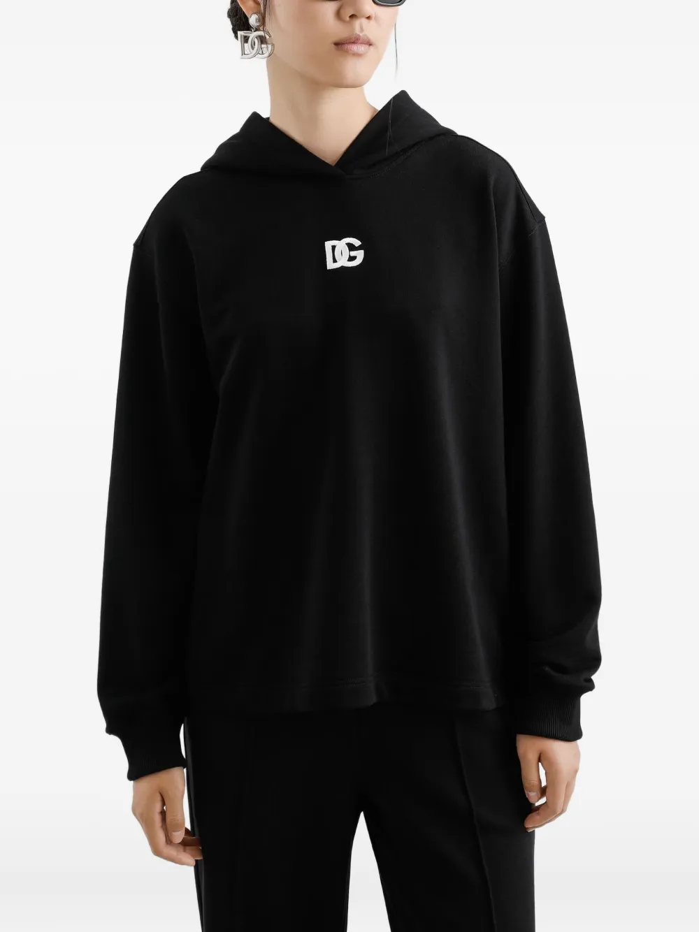 Dolce & Gabbana Logo-detail Cotton Hoodie In Black