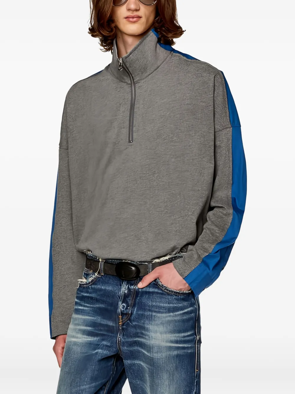 Diesel Trui met halve rits Grijs