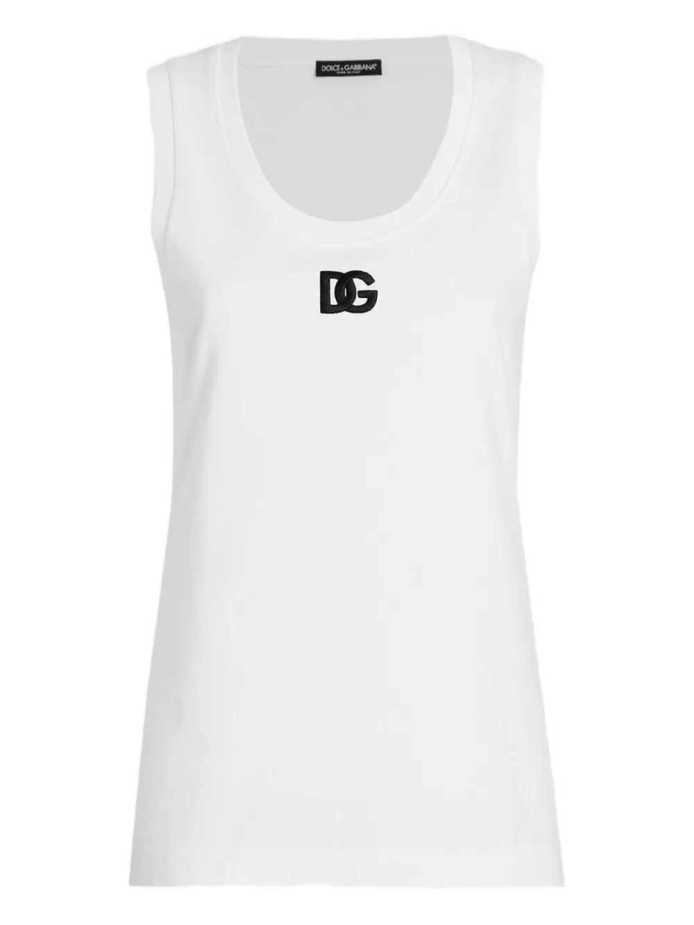 Dolce & Gabbana Logo-detail Cotton Tank Top In White