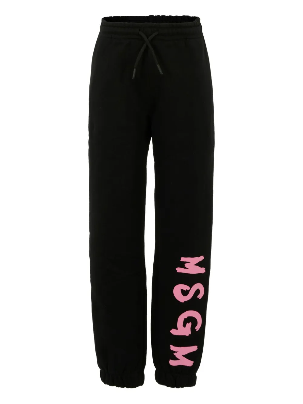 MSGM Kids Broek met omgeslagen pijpen en logoprint Zwart