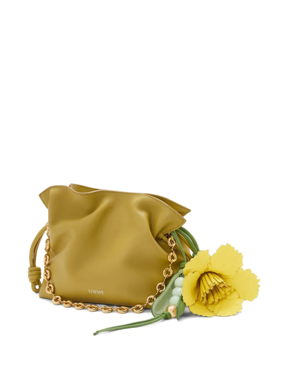 Loewe Womens Yellow Tulip Leather Charm In Multi