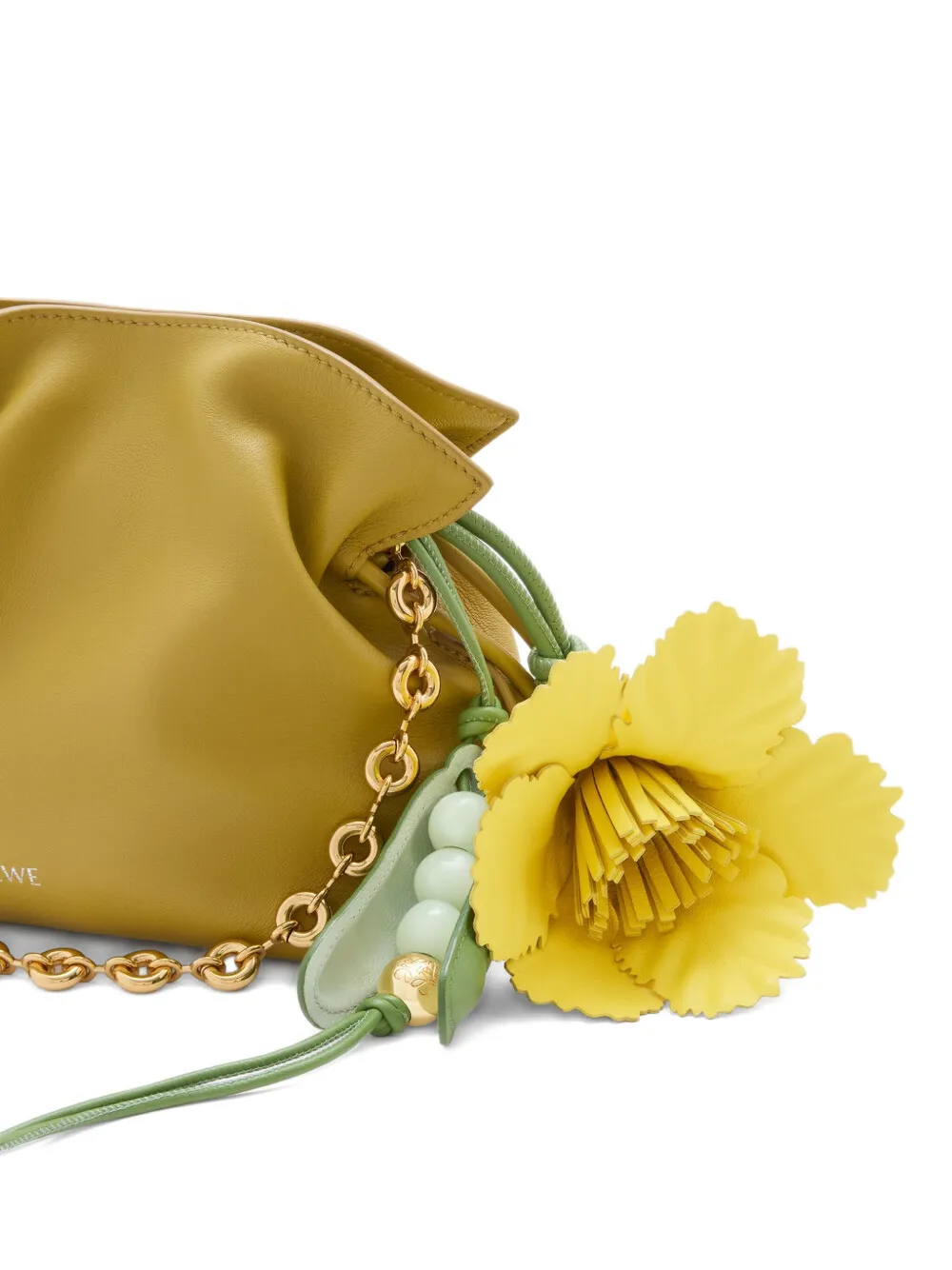 Loewe Womens Yellow Tulip Leather Charm In Multi