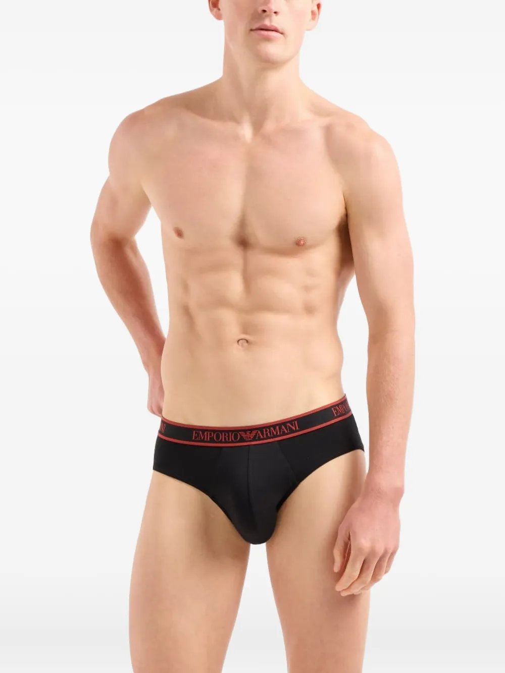Emporio Armani Logo-waistband Boxers (pack Of Three) In Black