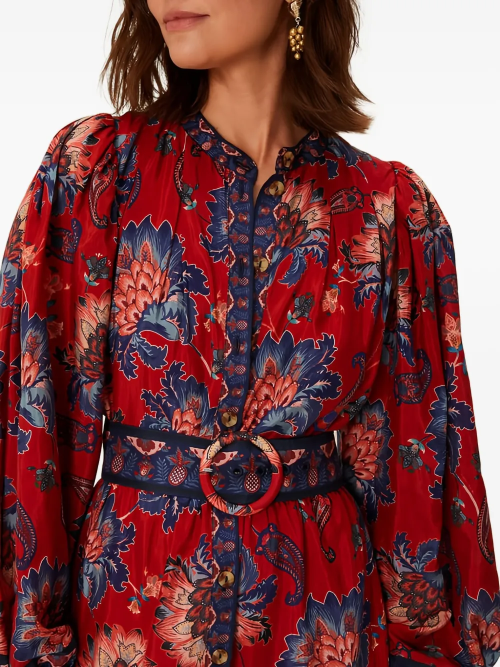 FARM Rio floral-pattern belted mini dress - Rood