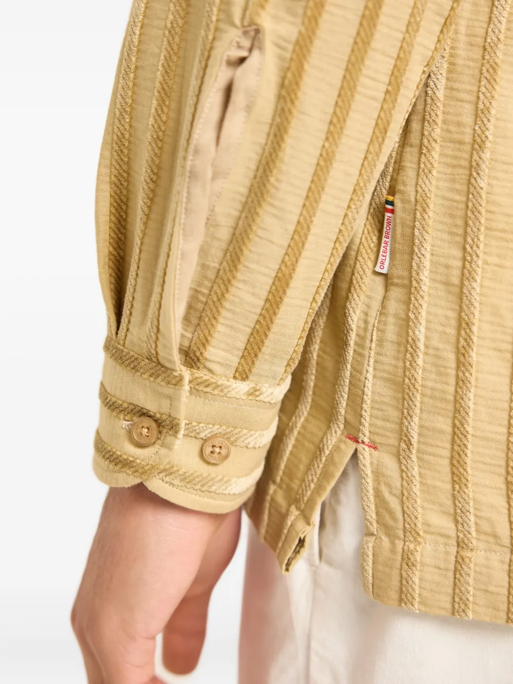Orlebar Brown Ridley chenille overhemd met tonale streep Geel