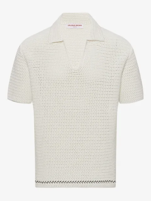 Orlebar Brown batten-stitch open-knit polo shirt